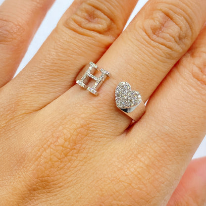 Initial Letter Heart Diamond Ring