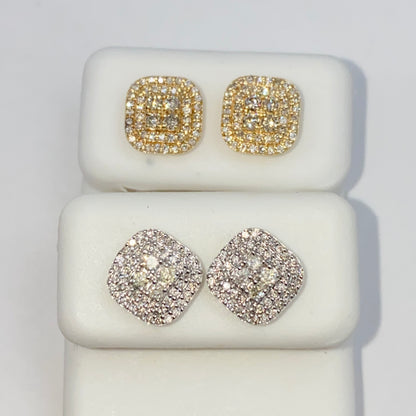 14K 8.2MM Rounded Square Diamond Earrings