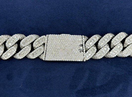 14K 18.4mm White Gold Cuban Chain