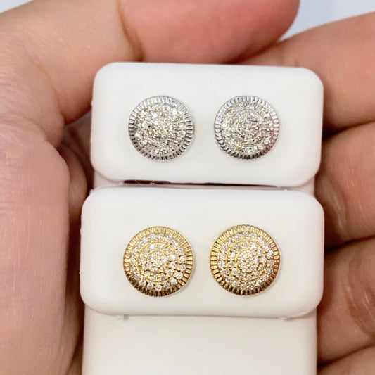 14K 8.3MM Circle Diamond Earrings