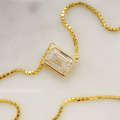 14K Emerald Cut Diamond Necklace