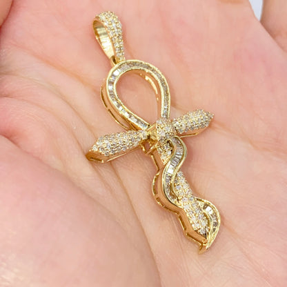 10K Snake Ankh Diamond Pendant