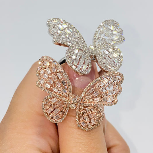 14K Jumbo Butterfly Diamond Ring