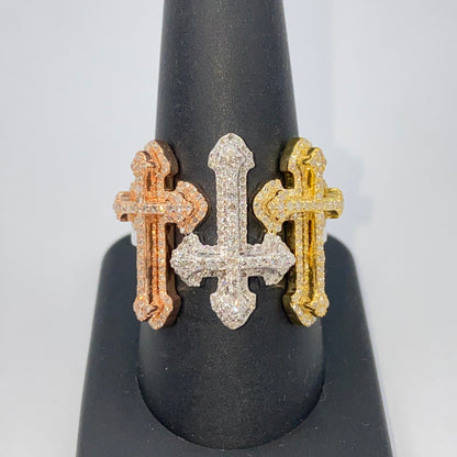 10K Holy Trinity Cross Diamond Ring