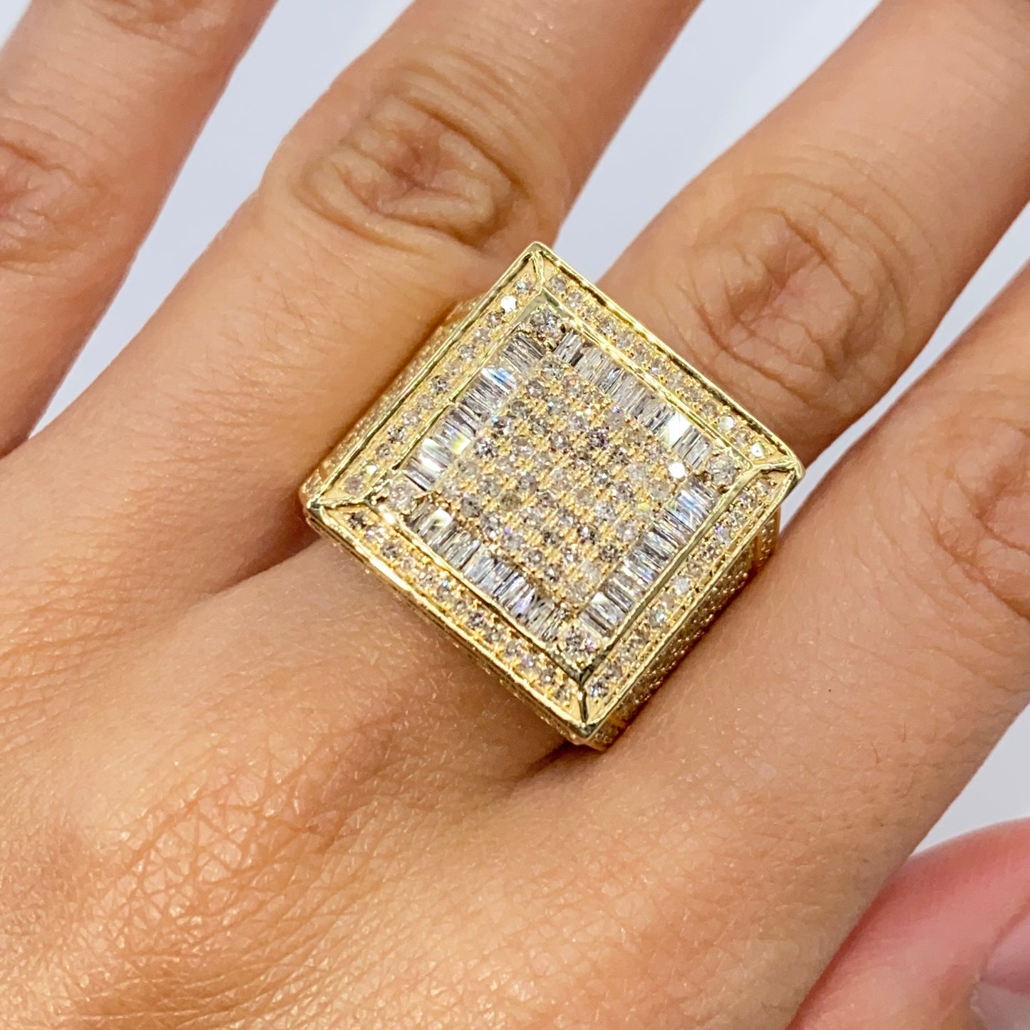 10K Jumbo Square Baguette Diamond Ring