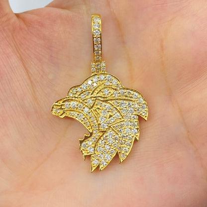 14K Iced Roaring Lion Diamond Pendant