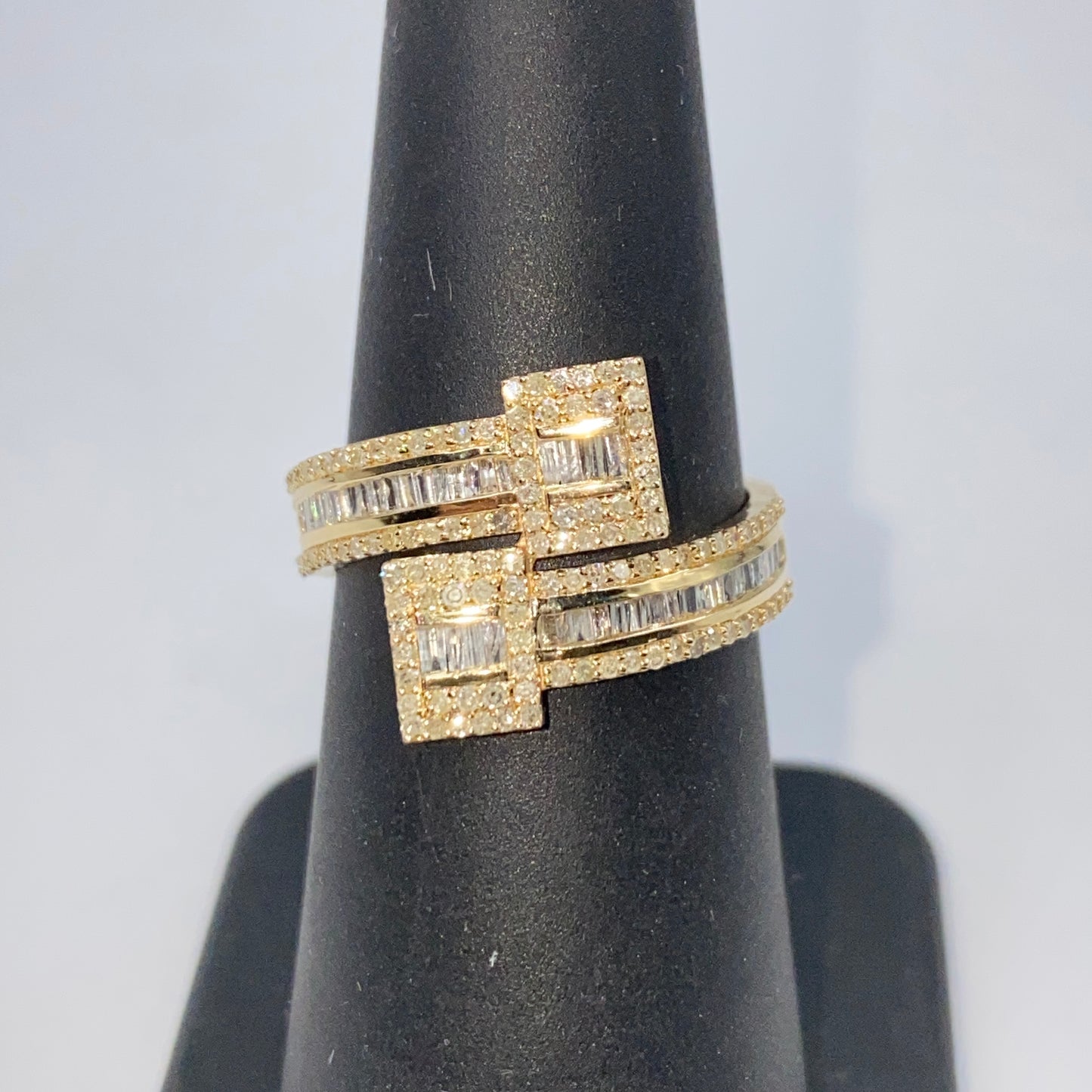 14K Square Bangle Wrap Diamond Ring