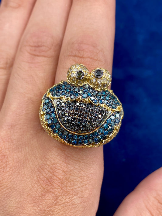 14K Diamond Cookie Monster Ring