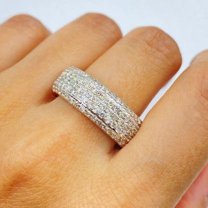 14K 7.4MM Iced Stack Diamond Ring Band