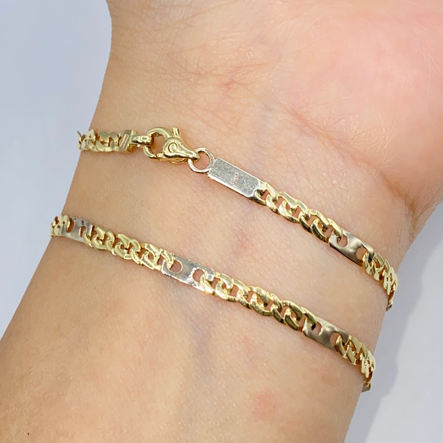 14K 3.2MM Solid Gold Gucci Link Baby Bracelet