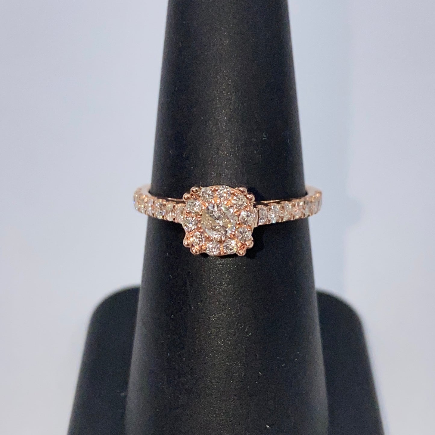 14K Rosebud Halo Diamond Engagement Ring