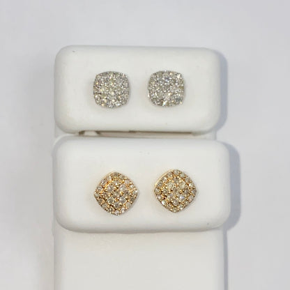 14K 7MM Rounded Square Diamond Earrings