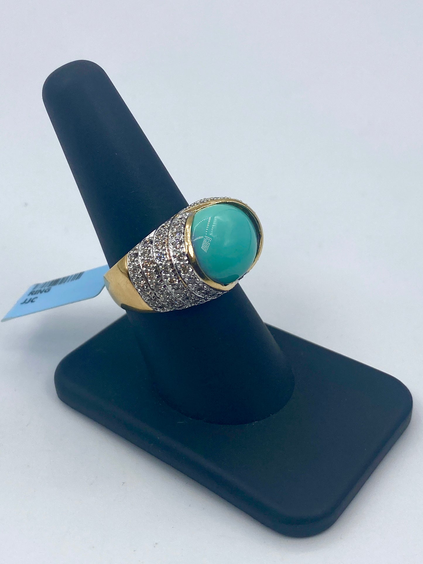 14K Gold & Diamond Turquoise Center Ring