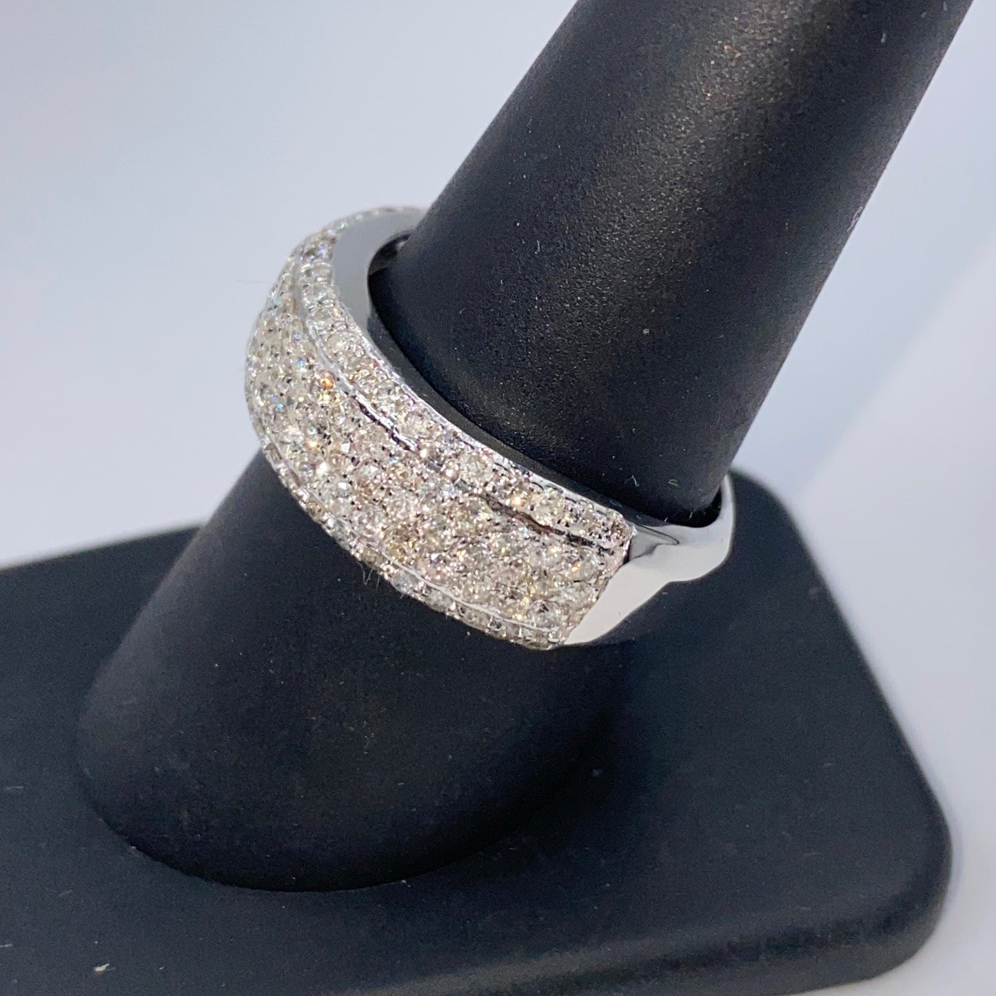 14K 7.4MM Iced Stack Diamond Ring Band