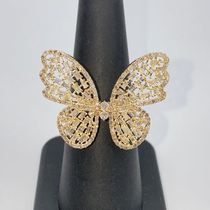 14K Jumbo Butterfly Diamond Ring