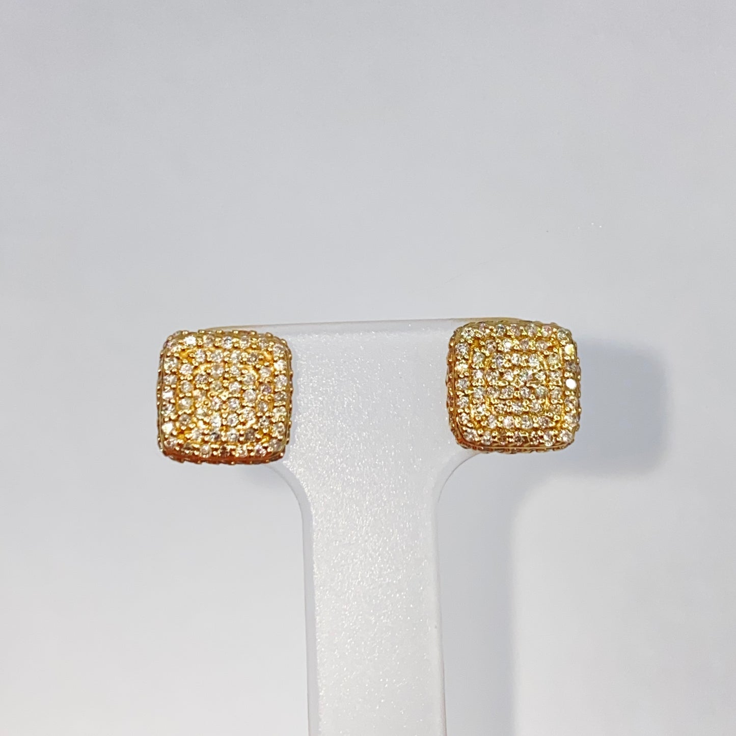 14K 8MM Irving Rounded Square Diamond Earrings