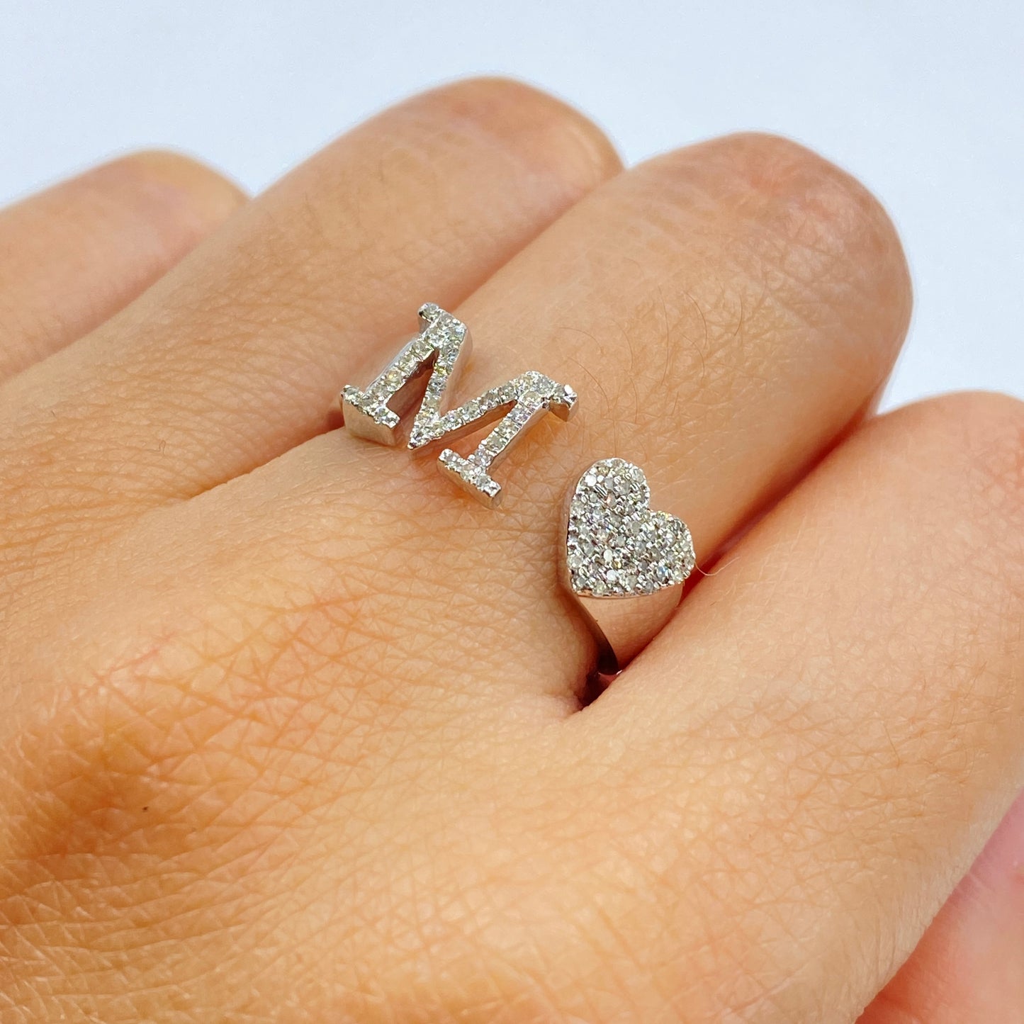 Initial Letter Heart Diamond Ring