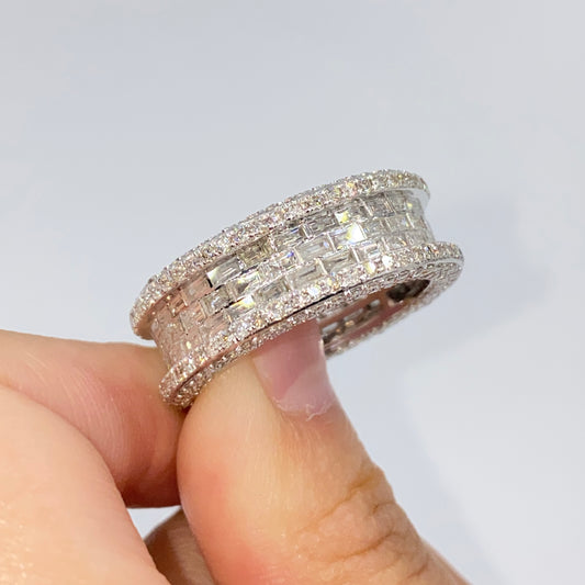 14K 8MM Iced Infinity Diamond Baguette Ring