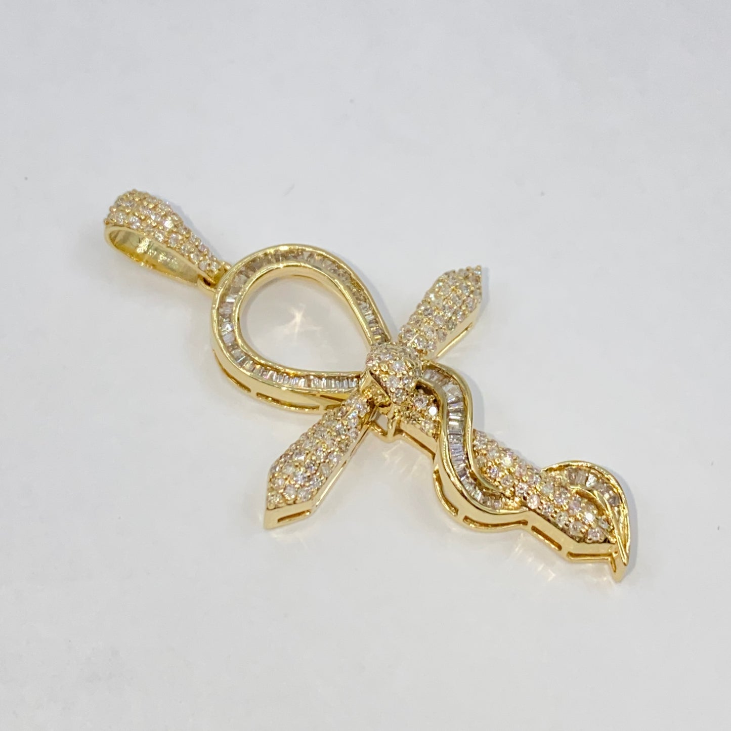 10K Snake Ankh Diamond Pendant