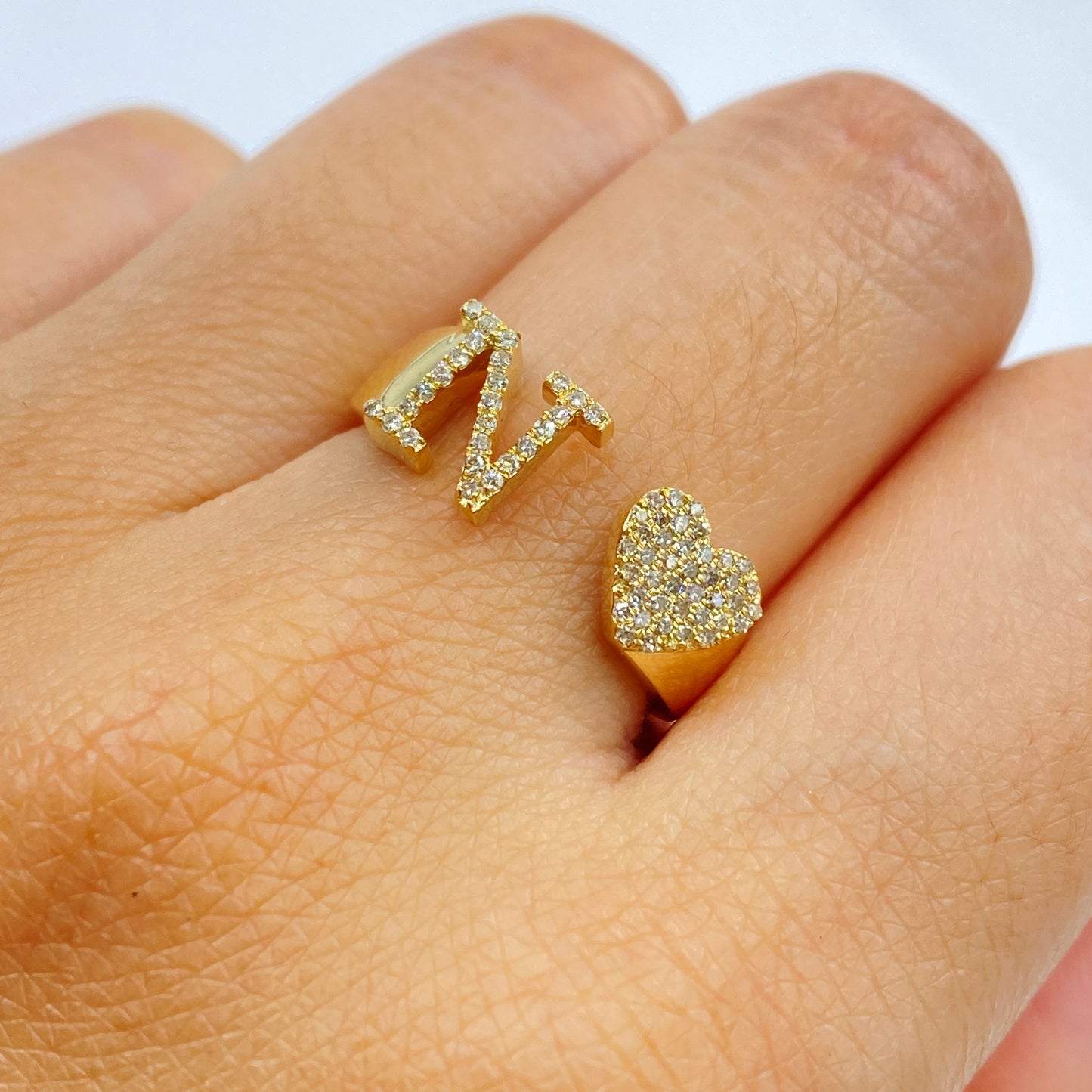 Initial Letter Heart Diamond Ring