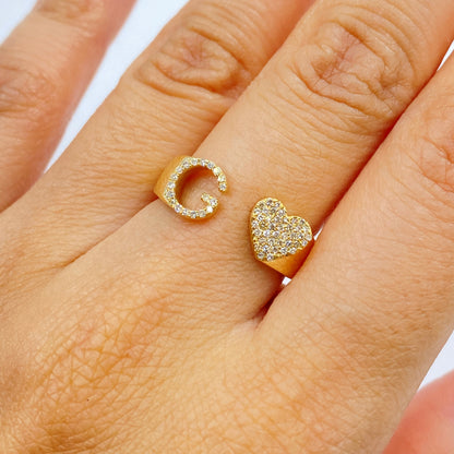 Initial Letter Heart Diamond Ring