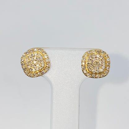 14K 8MM Marcia Rounded Square Diamond Earrings