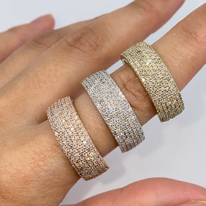 10K 8MM Iced Pave Ring Diamond Band