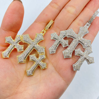 10K Trinity Cross Diamond Pendant