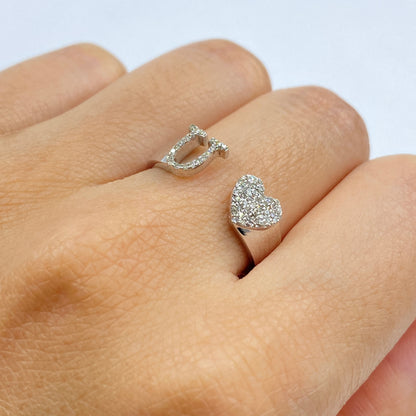 Initial Letter Heart Diamond Ring