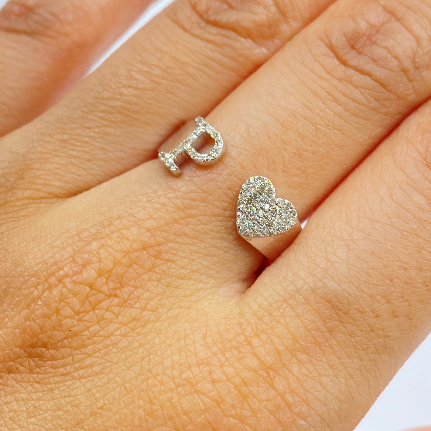 Initial Letter Heart Diamond Ring
