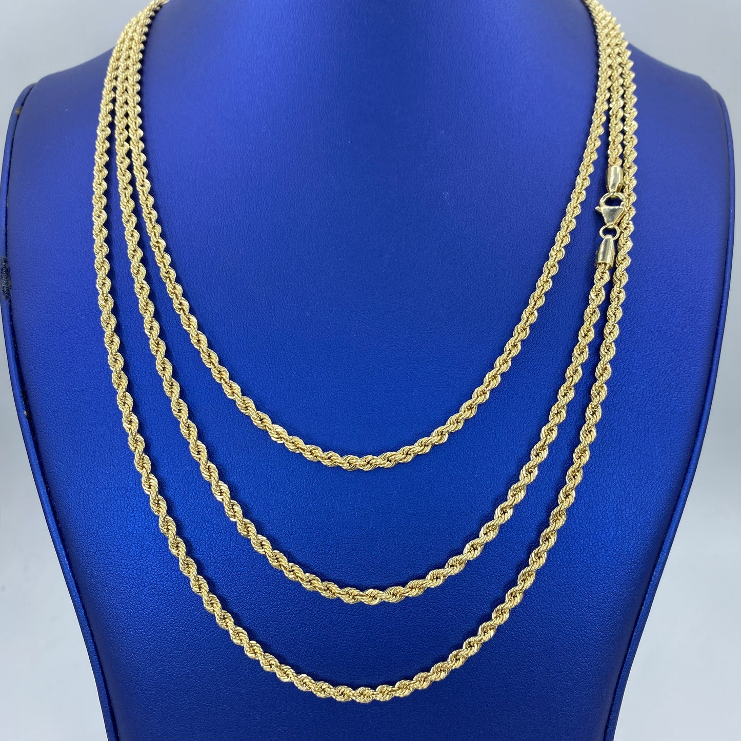 Rope Chain Necklace Real 14K Yellow Gold 16-24"