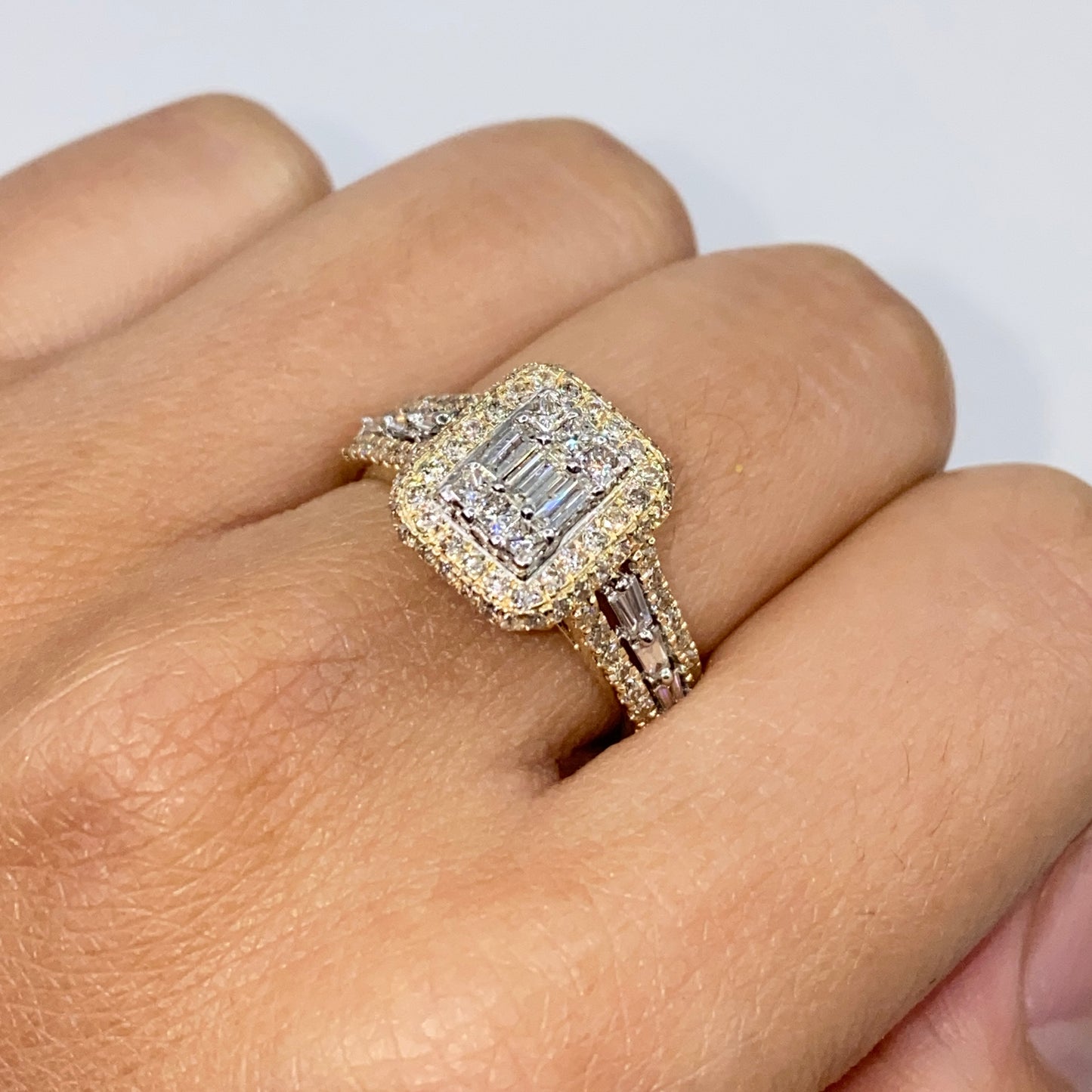 14K Athena Rectangle Diamond Engagement Ring