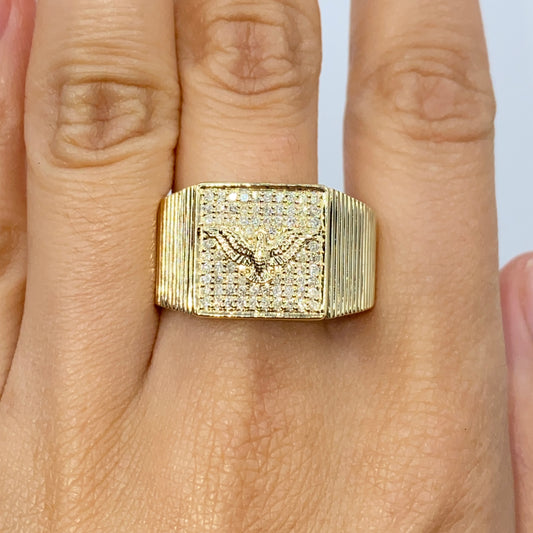 10K Freedom Eagle Bird Diamond Ring