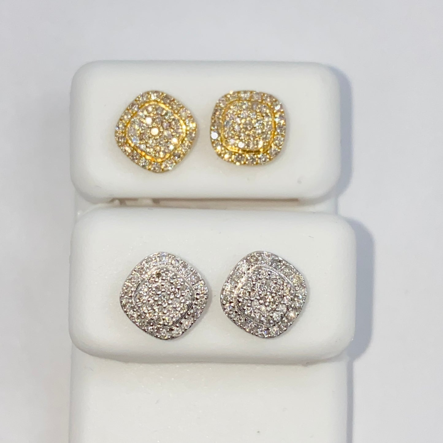 14K 8MM Marcia Rounded Square Diamond Earrings