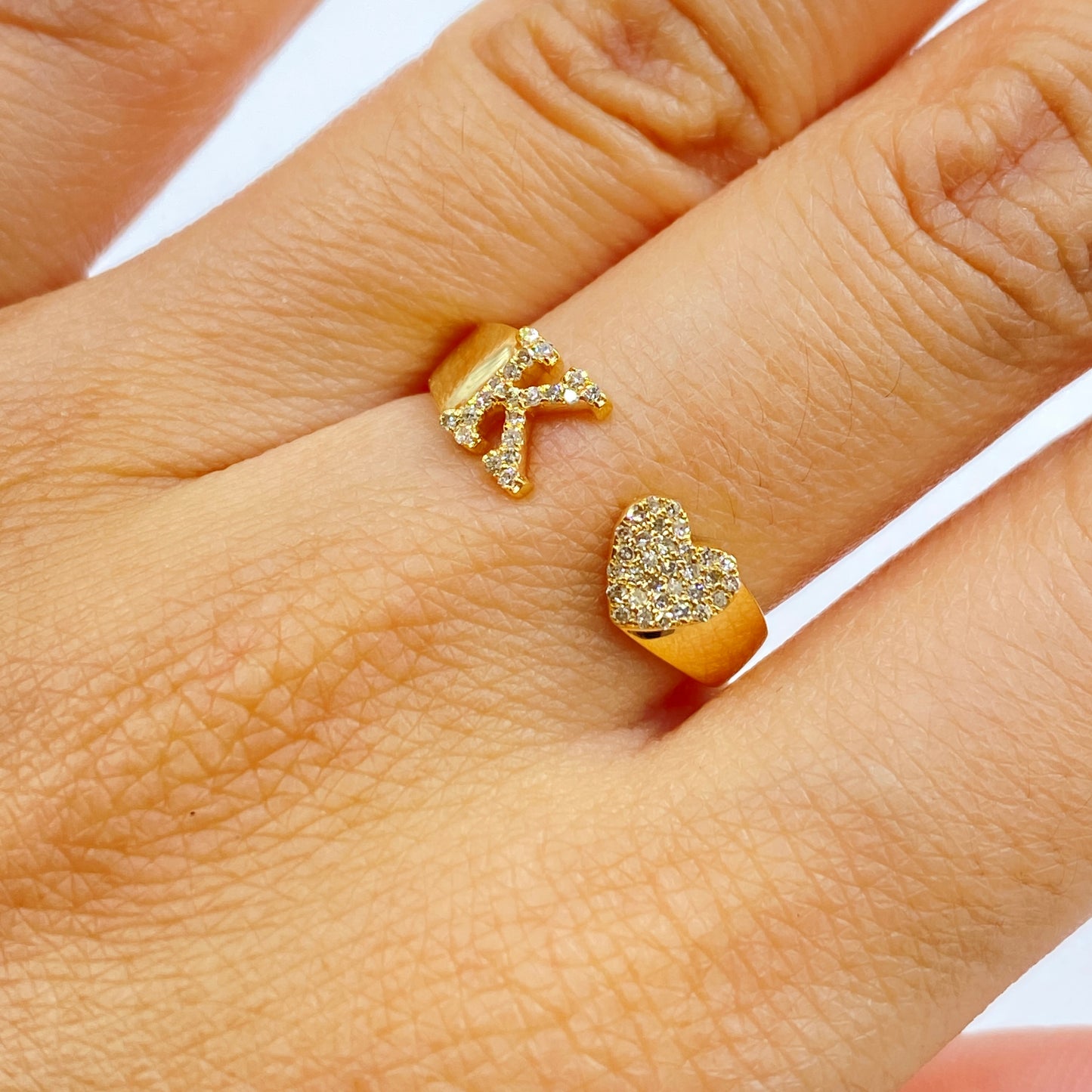 Initial Letter Heart Diamond Ring