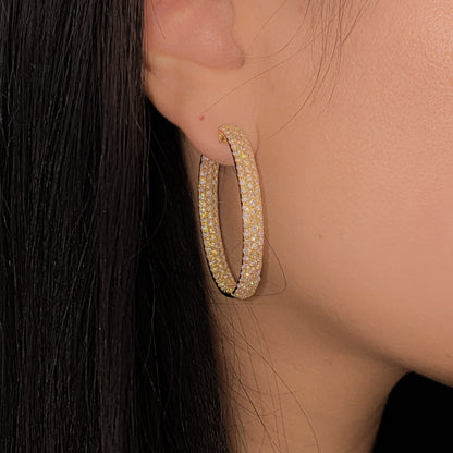 14K Goddess Hoop Diamond Earrings