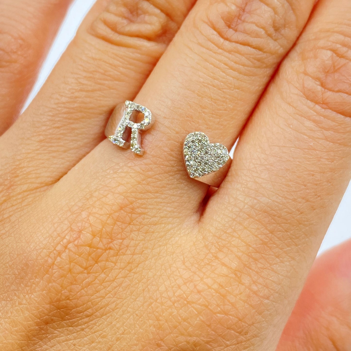 Initial Letter Heart Diamond Ring