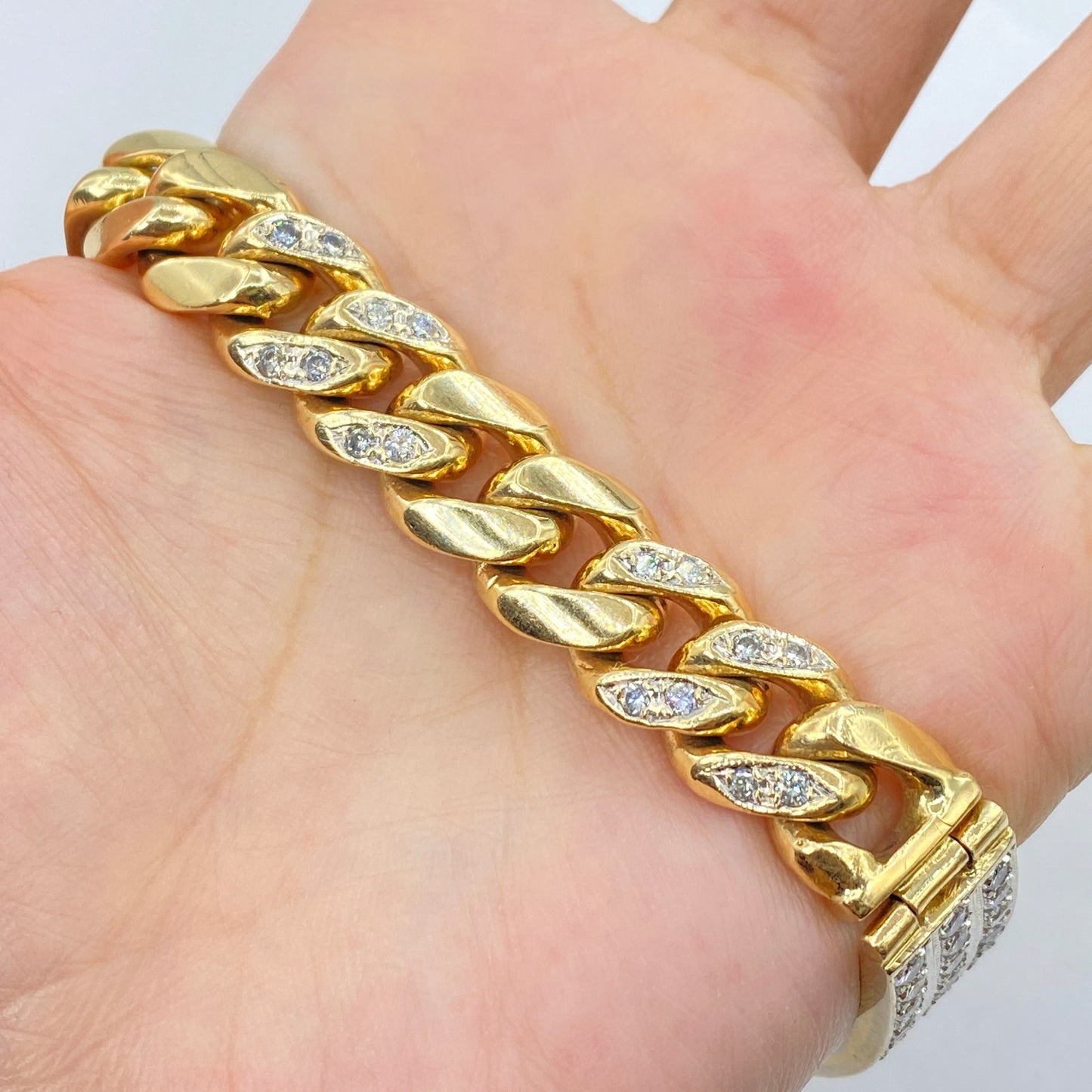 14K 12.6MM Cuban Link Diamond Bracelet 9"
