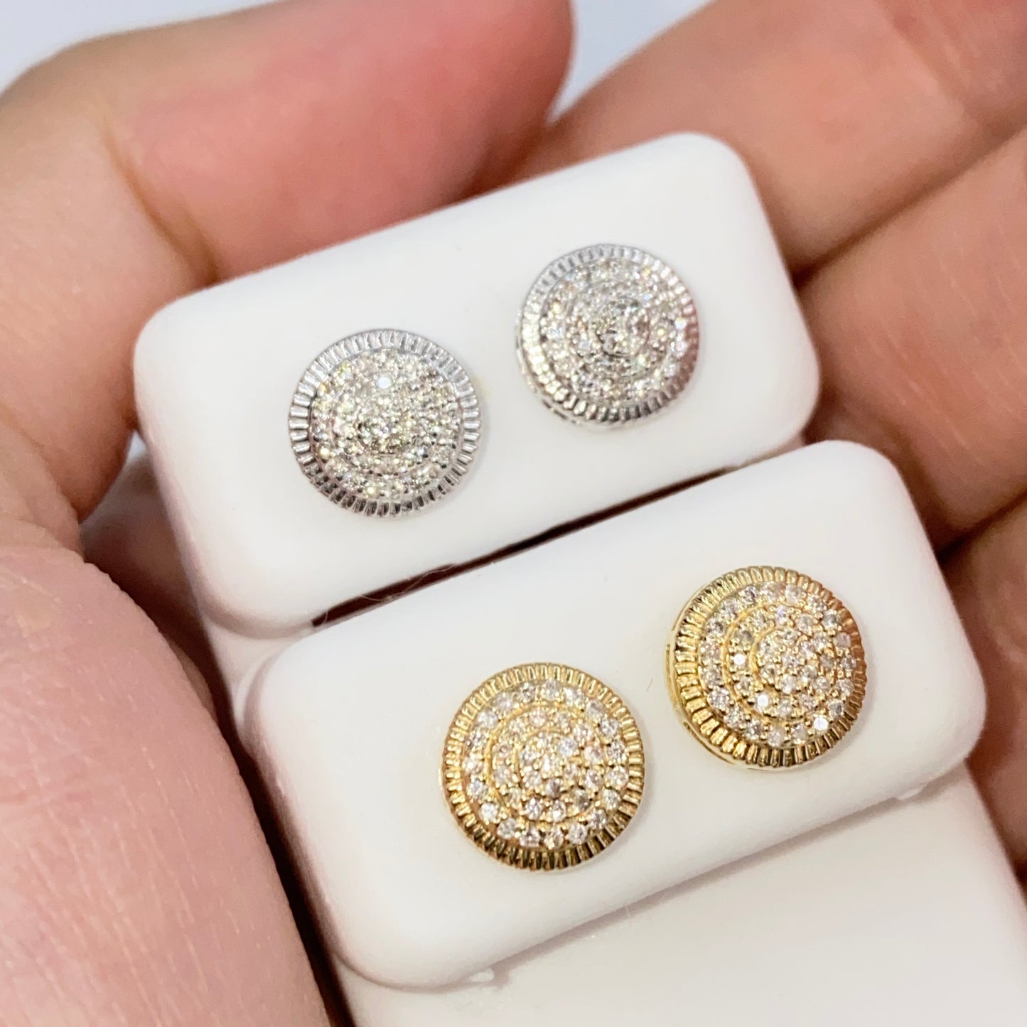 14K 8.3MM Circle Diamond Earrings