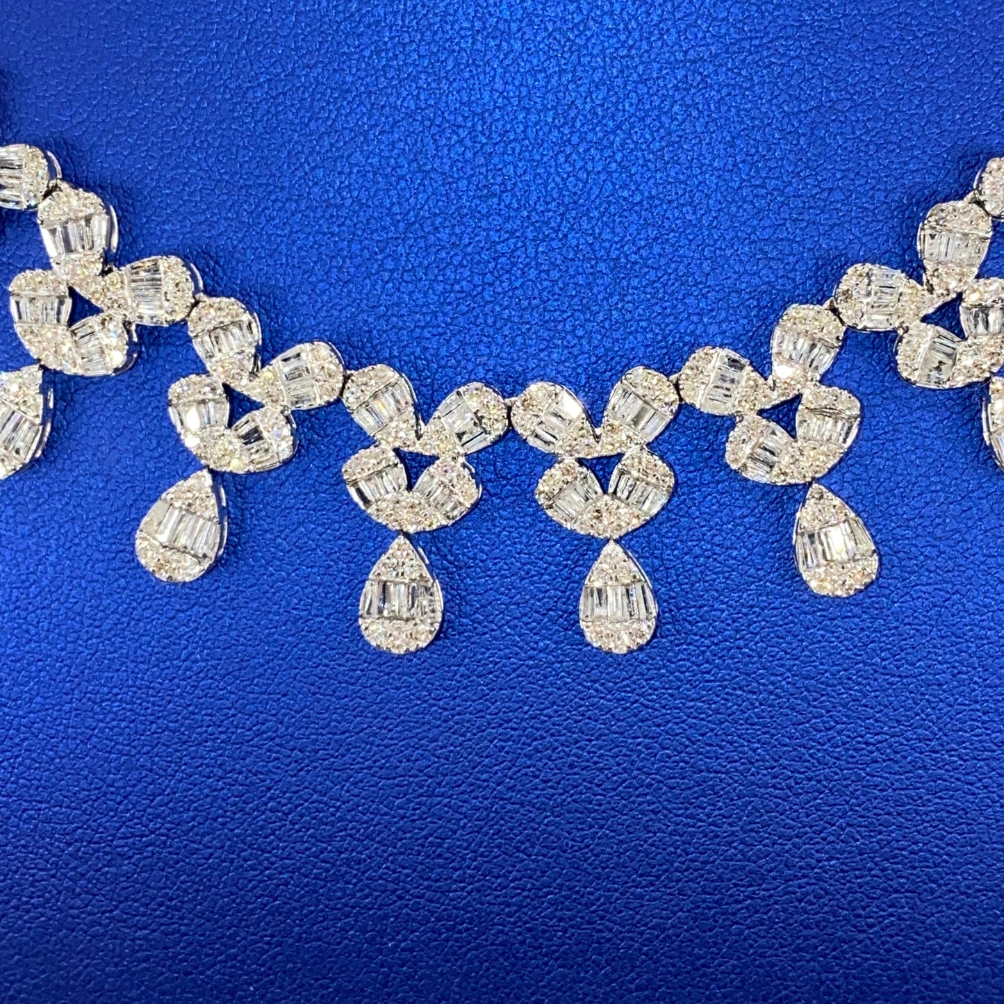14K Heart Pear Link Diamond Tennis Chain Necklace