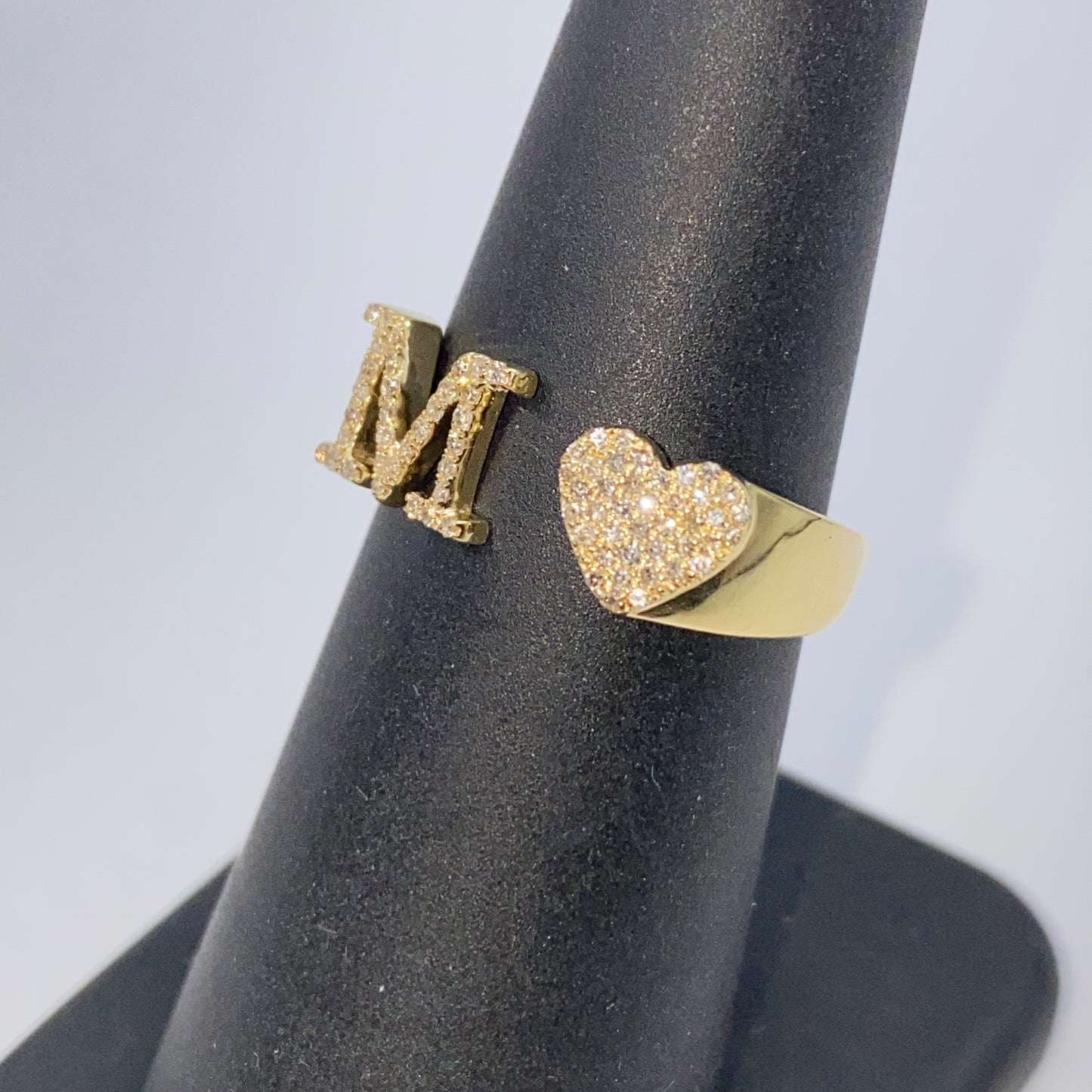 Initial Letter Heart Diamond Ring