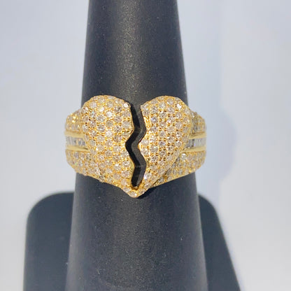 14K Broken Heart Diamond Baguette Ring