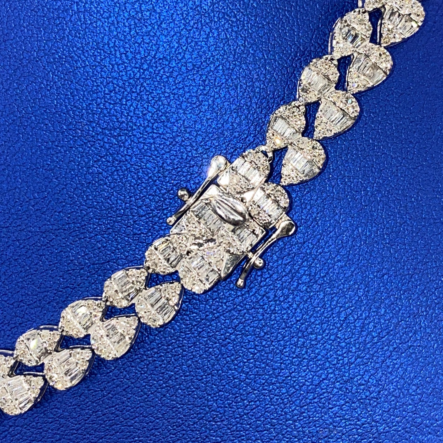 14K Stacked Pear Link Diamond Tennis Chain Necklace