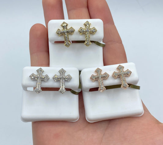 14K Small Cross Earrings