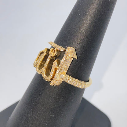 14K Allah Pavé Diamond Ring