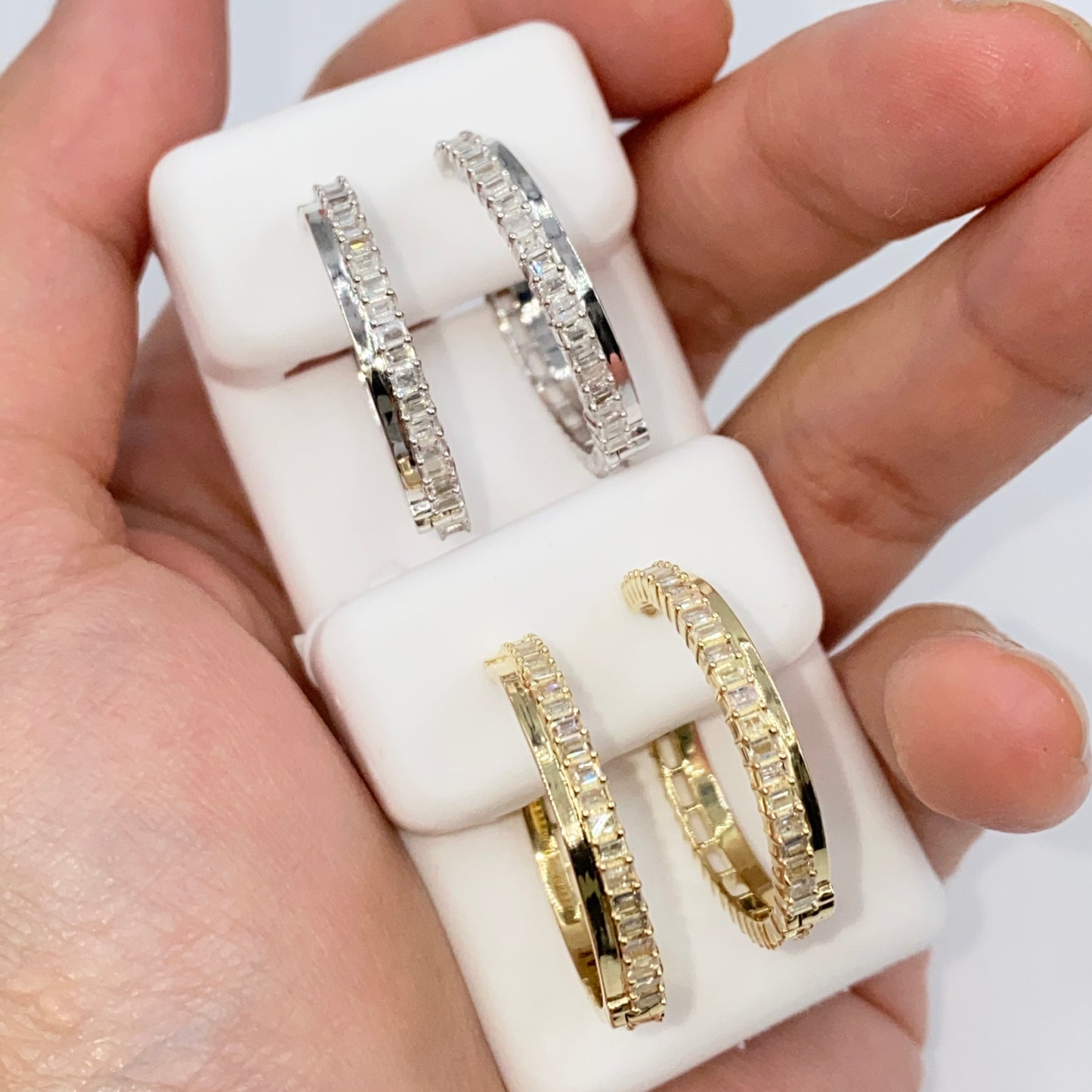 14K Kendal Diamond Baguette Hoop Earrings