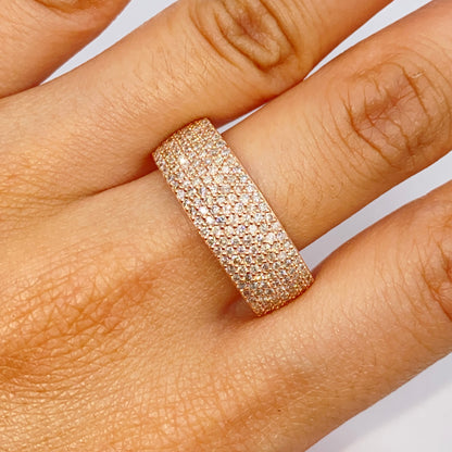 10K 8MM Iced Pave Ring Diamond Band