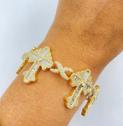 10k Baguette Cross Infinity Bracelet