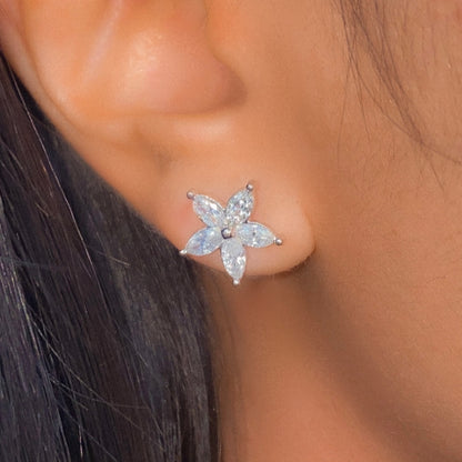 14K Summer Flower Diamond Earrings