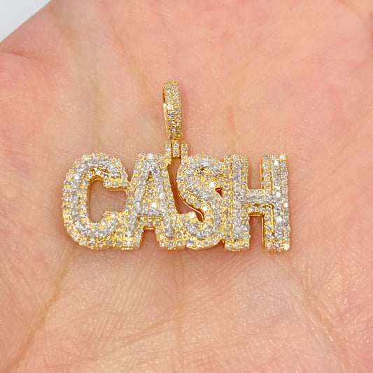 14K Custom "Cash" Name Diamond Pendant
